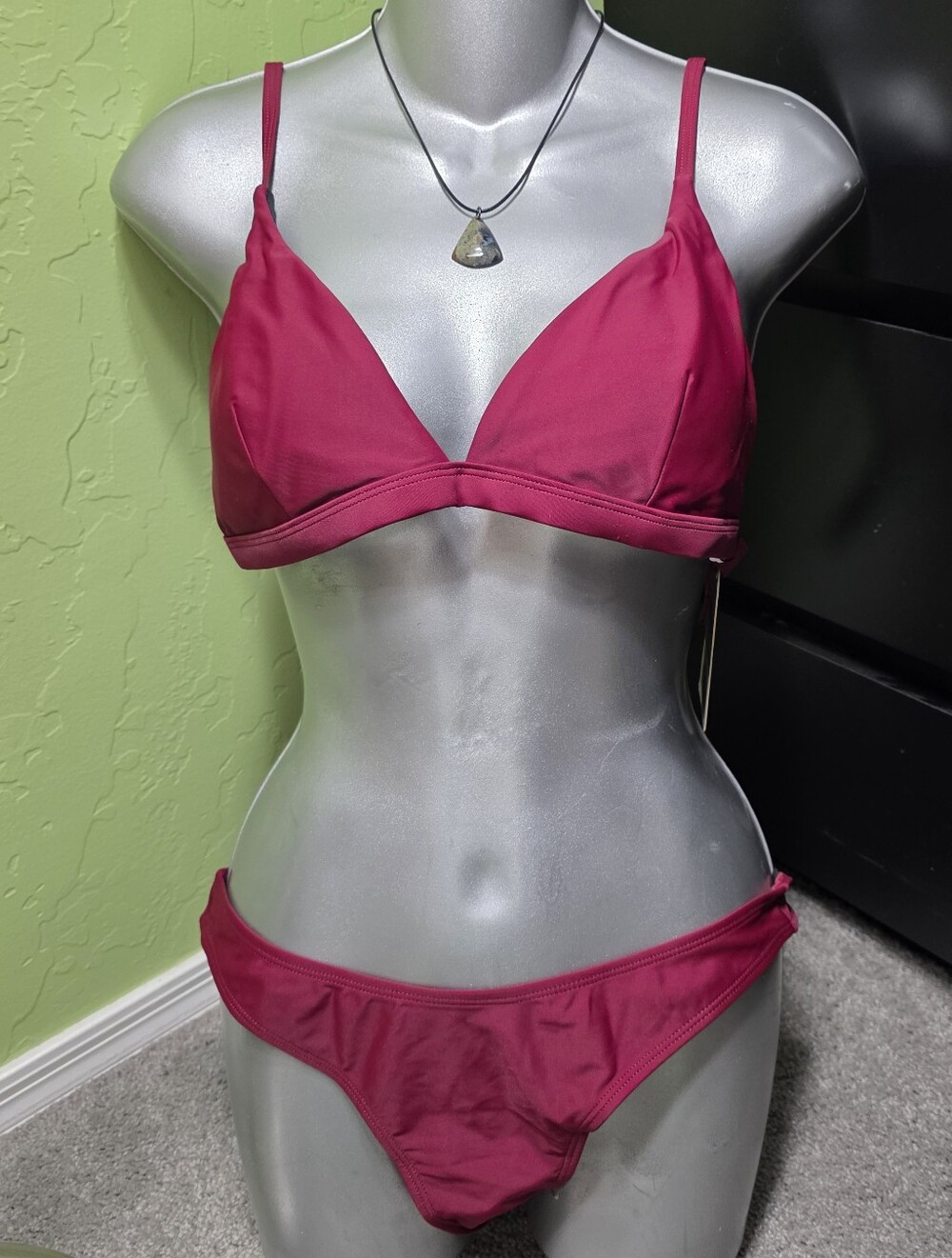 Shekini Burgundy Bikini Swimwear Womens Two Piece Swimsuit Size Large